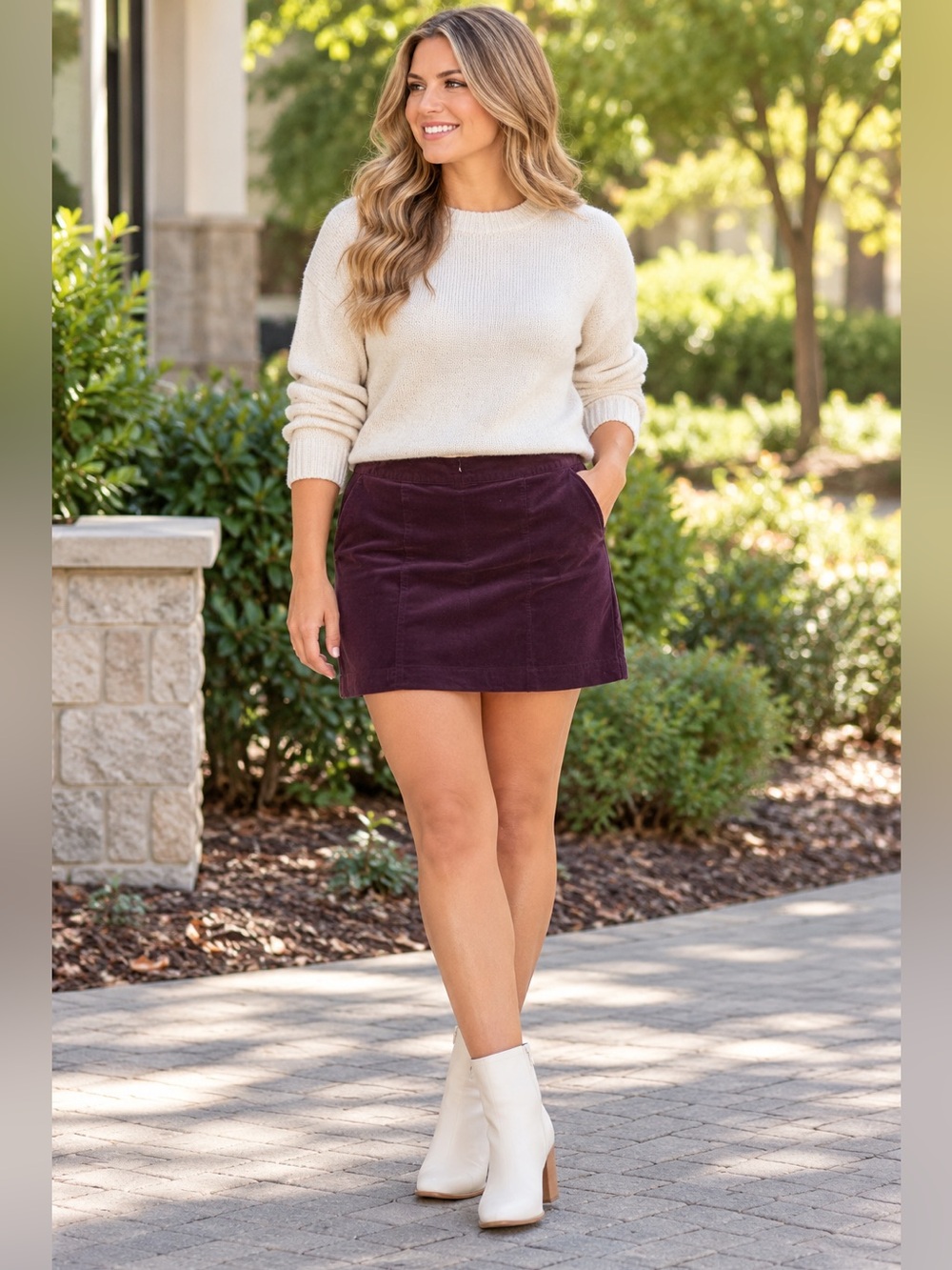 Banana Republic Women’s Size 14 Burgundy Corduroy Mini Skirt Purple